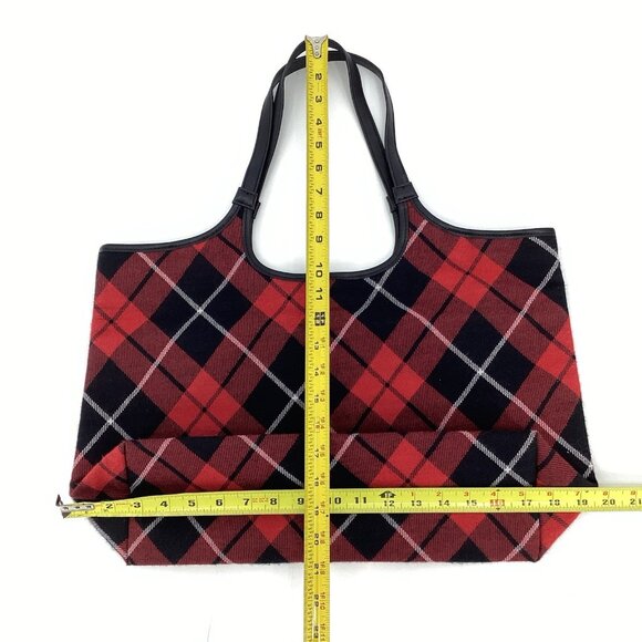 Victoria's Secret Plaid Monogram Tote Red, Black, White Overnight Weekender '23 - Picture 3 of 9